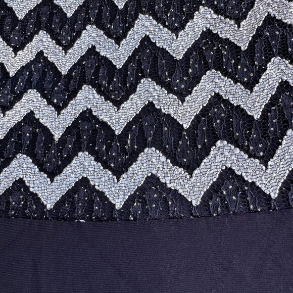 Betsy Adam Cocktail Dress Womens 10 Chevron Sequin Drop Waist Fit Flare‎ Whimsy - Picture 7 of 8